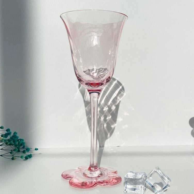 flower stem coupe cocktail pink glass 