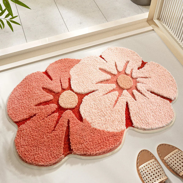 Plush bath mat colorful anti-slip absorbent thick flocking mat for bathroom bedroom cozy whimsical accent mat