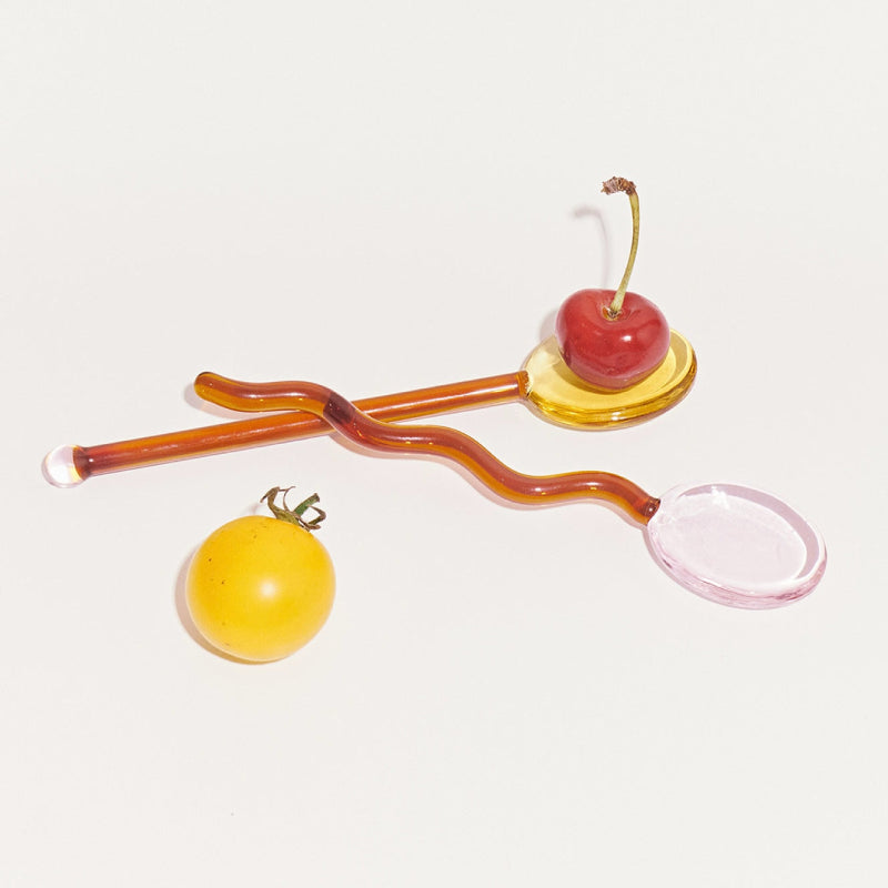 Glass Candy Wavy Stirrer & Spoon