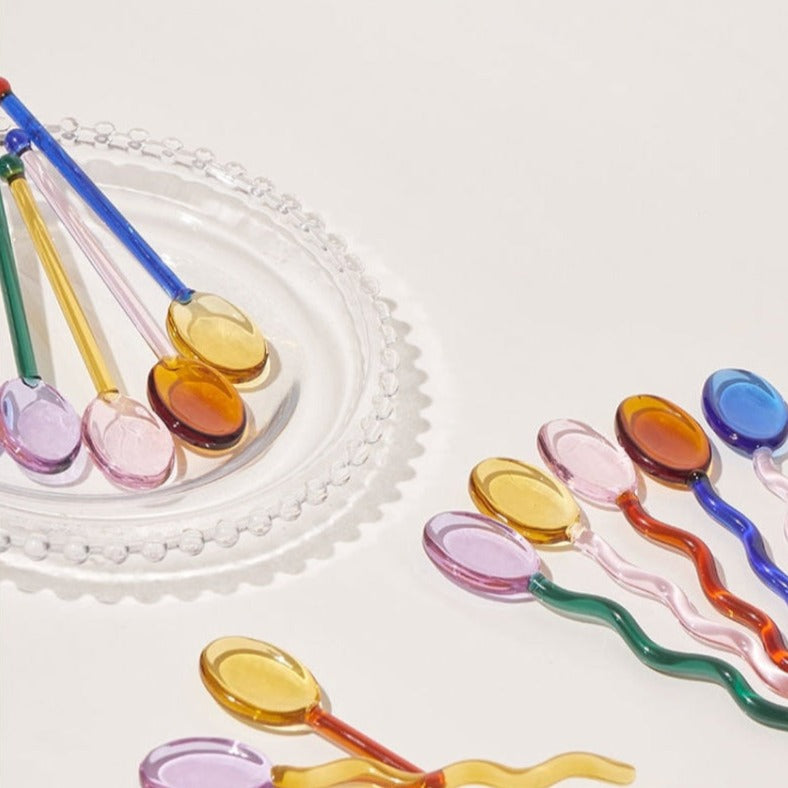 Glass Candy Wavy Stirrer & Spoon