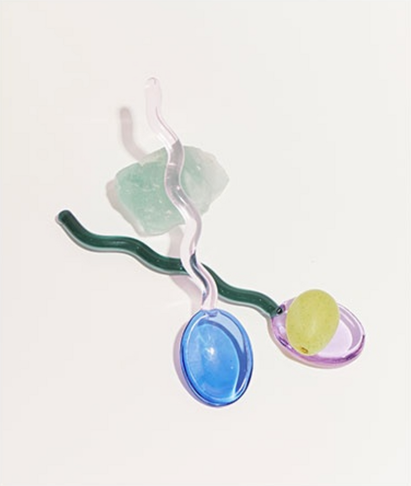 Glass Candy Wavy Stirrer & Spoon