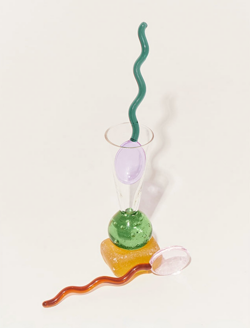 Glass Candy Wavy Stirrer & Spoon