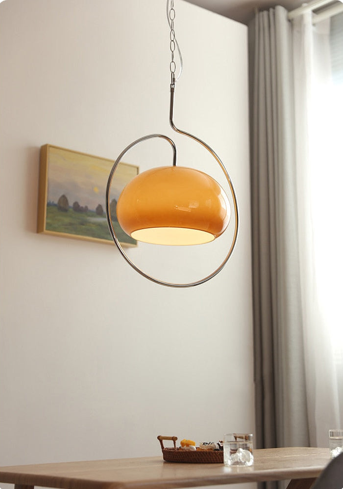 Glass & Chrome Mid Century Style Pendant Light