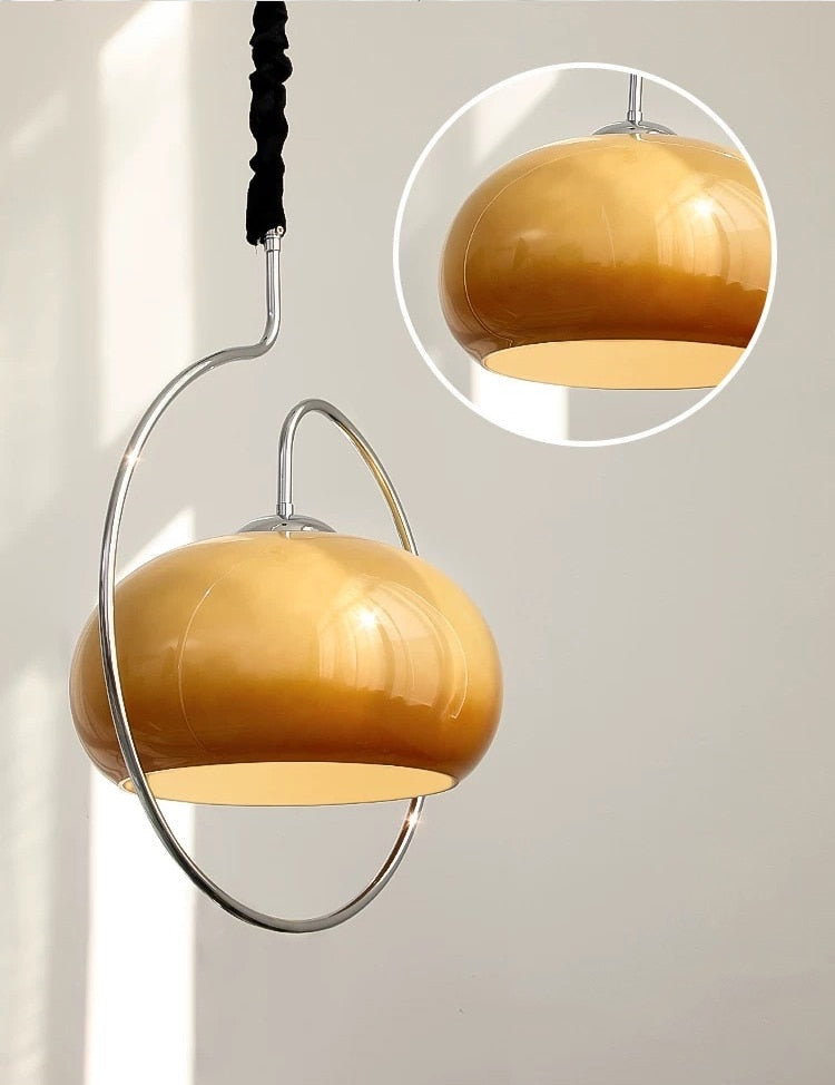 Glass & Chrome Mid Century Style Pendant Light