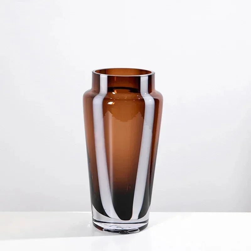 Glass vase amber geometric thick modern floral centerpiece home decor