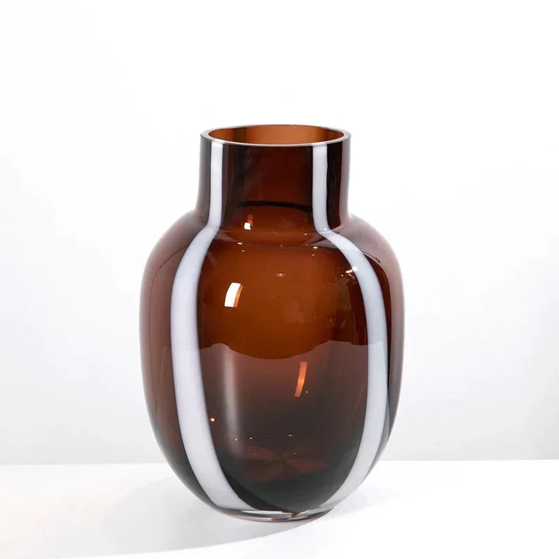 Glass vase amber geometric thick modern floral centerpiece home decor