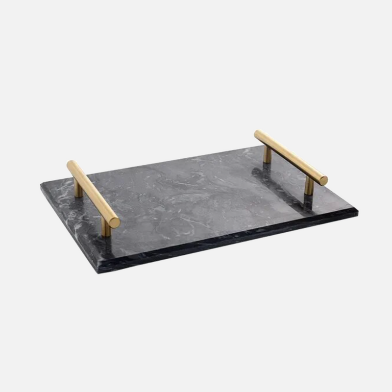 Golden Handle Marble Tray