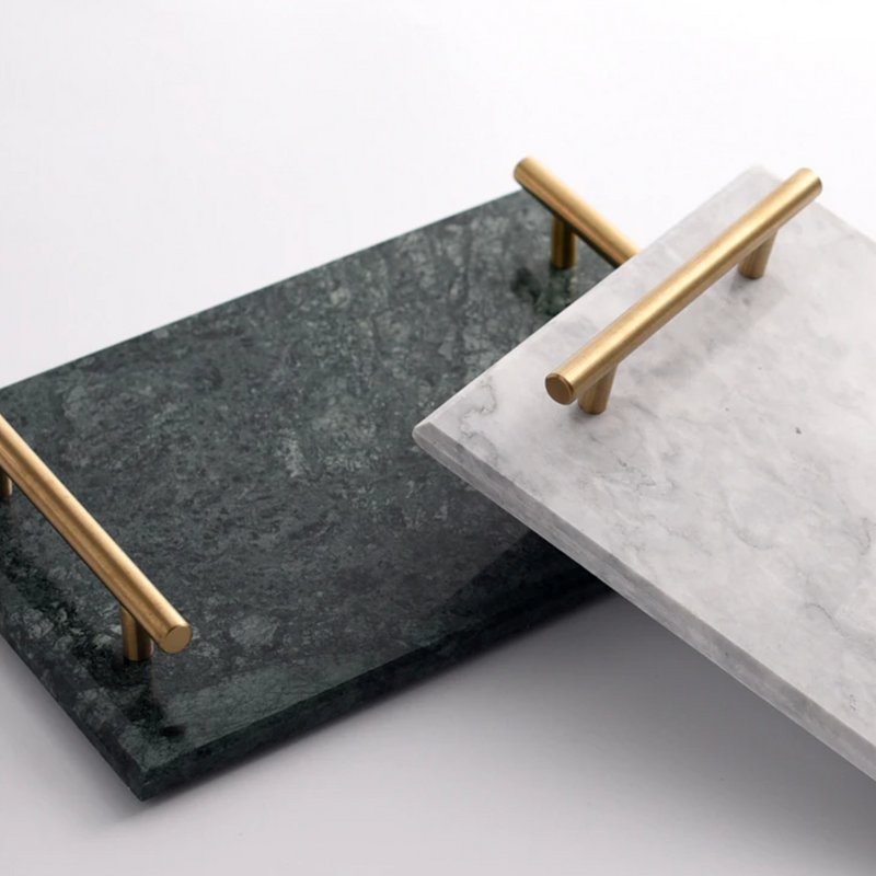 Golden Handle Marble Tray