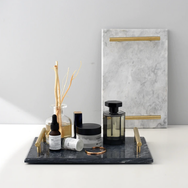 Golden Handle Marble Tray