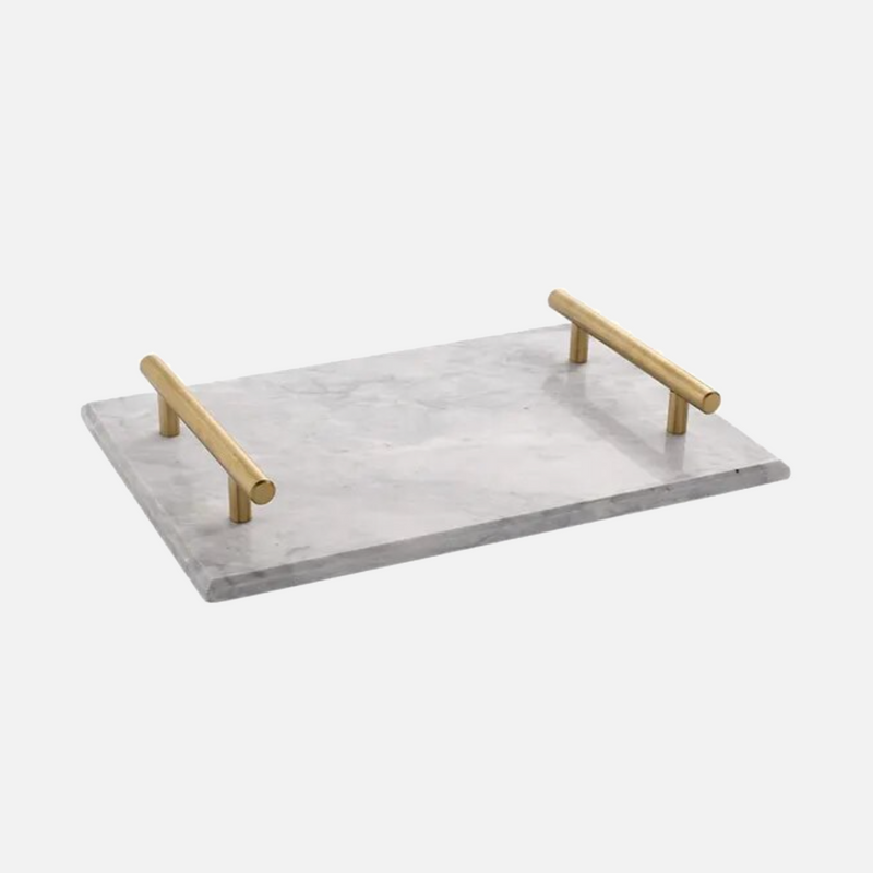 Golden Handle Marble Tray