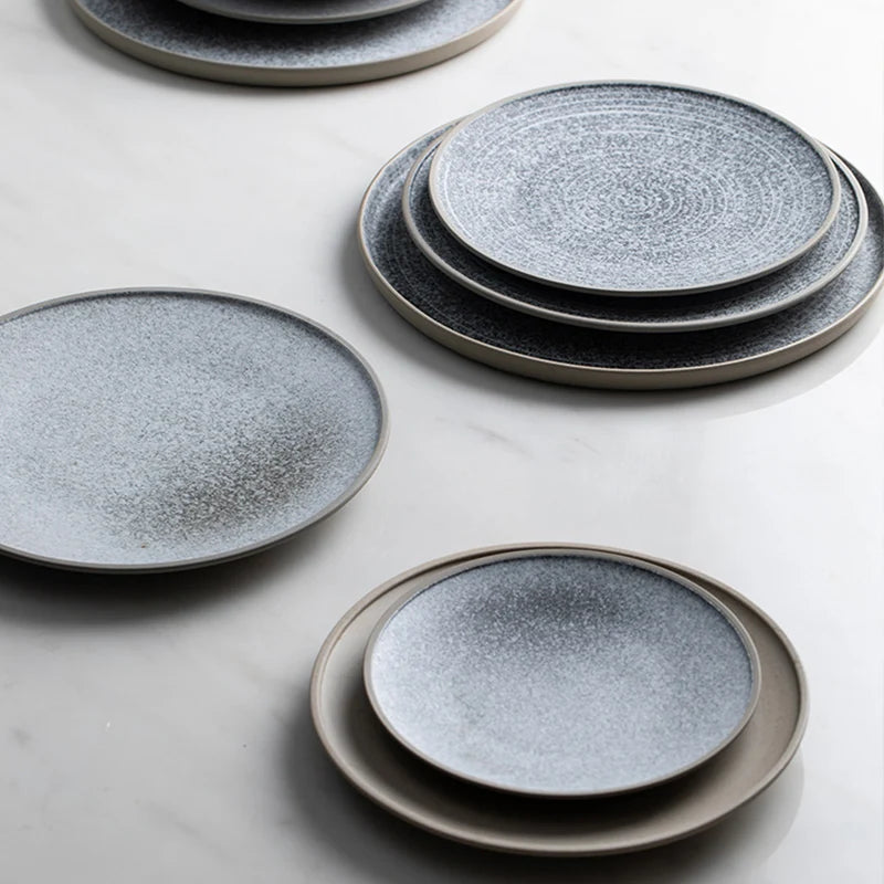 Sallow Glazed Ceramic Dinnerware plates textured plates with speckled finish for casual and formal dining