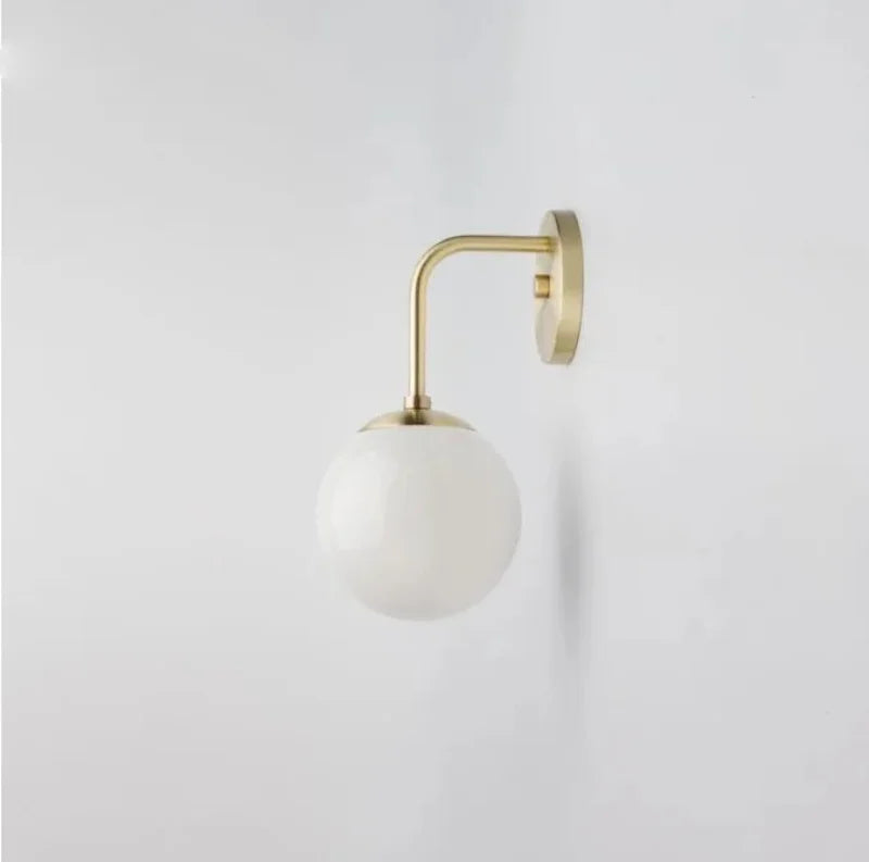 Modern Wall Lamp Black Gold Frosted Glass Globe LED Sconce Bedroom Bathroom Stairway Light Fixture