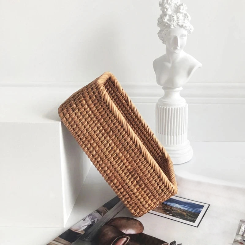 Hand-woven Rattan Wicker Basket storage for sundries bamboo organizer baset