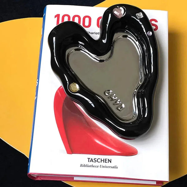 heart chrome mirror tray catch all ceramic plate