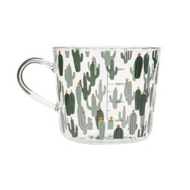 borosilicate glass green cactus pattern with scale cup