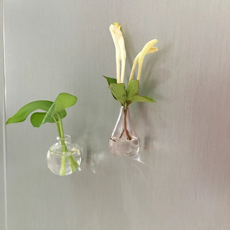 8pcs Glass / Resin Vase Fridge Magnet with potted plants