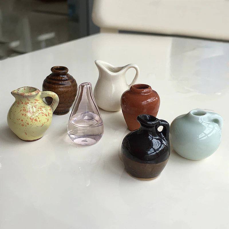 8pcs Glass / Resin Vase Fridge Magnet with potted plants