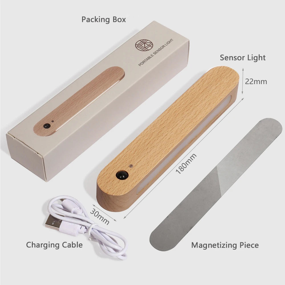 wooden magnetic key holder and nightlight sensor minimalist portable