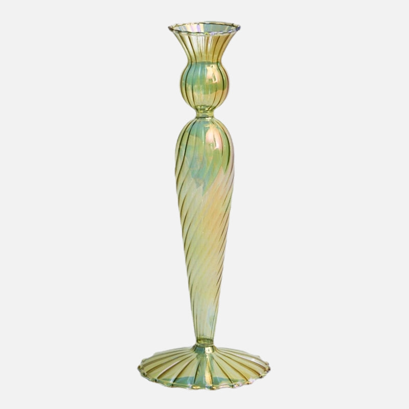 Iris Green Candlestick Holder