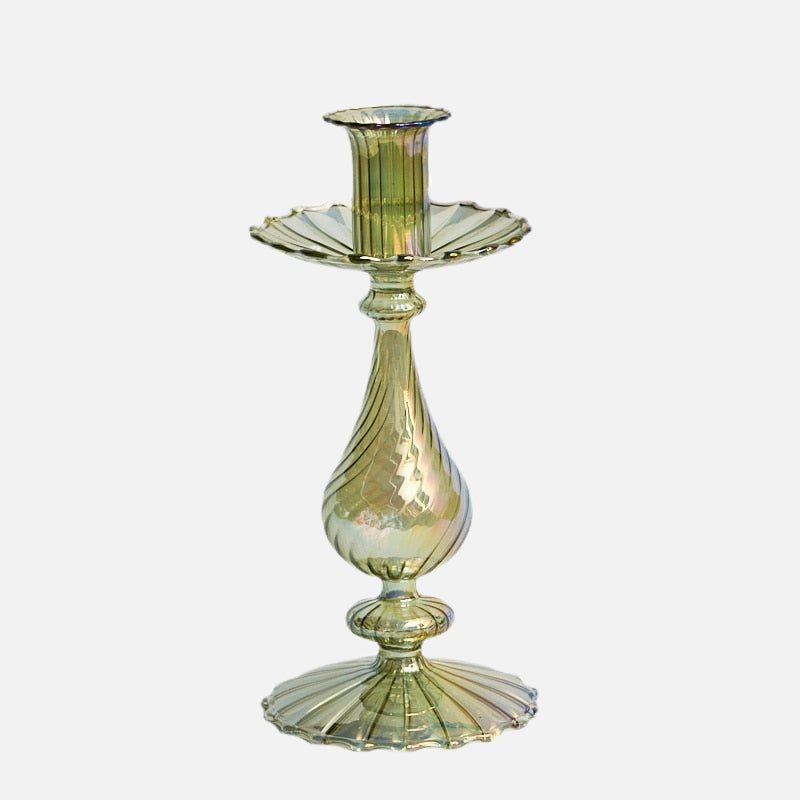 Iris Green Candlestick Holder