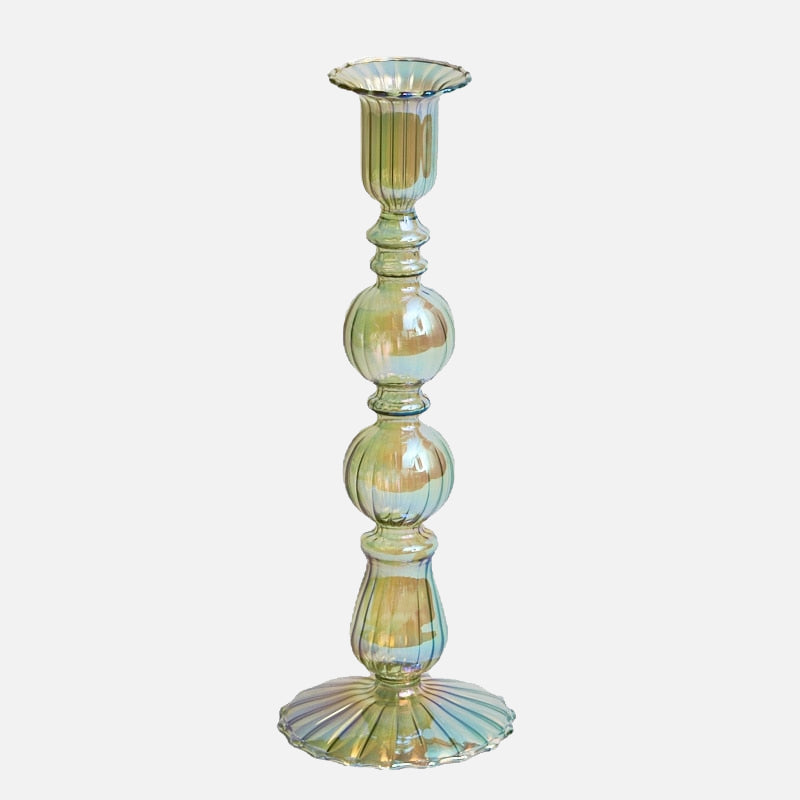 Iris Green Candlestick Holder