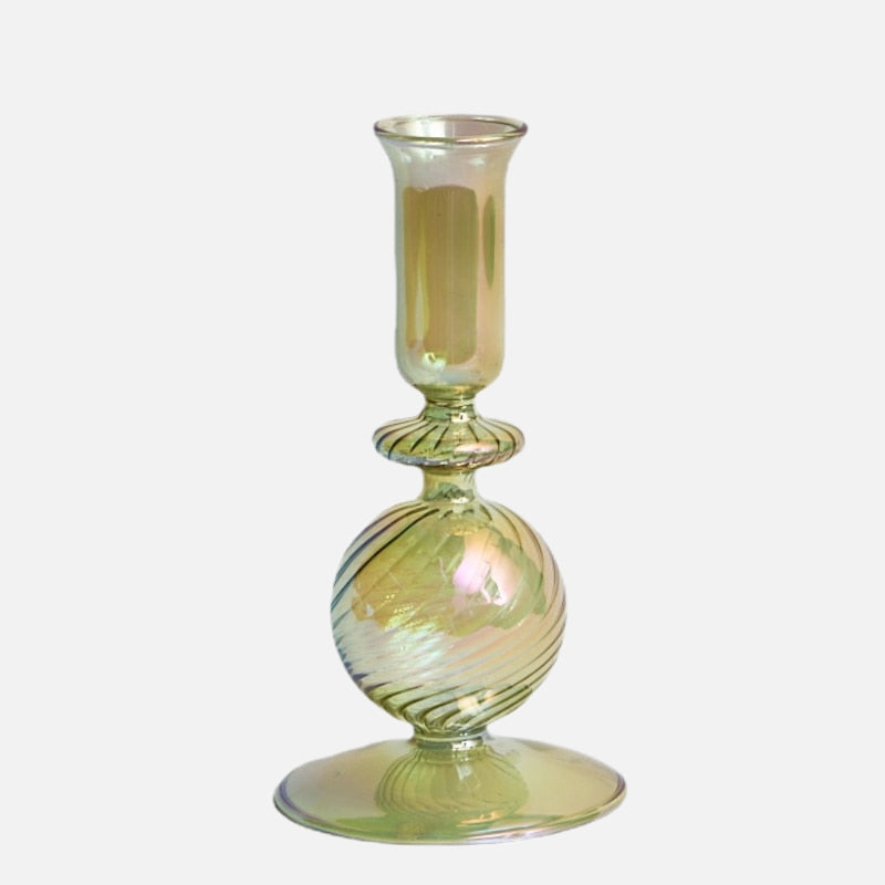 Iris Green Candlestick Holder