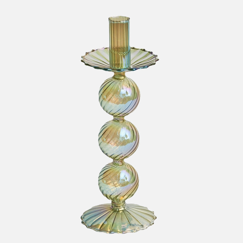 Iris Green Candlestick Holder