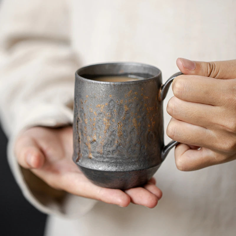 Ceramic coffee mug artisan handcrafted textured glaze durable drinkware