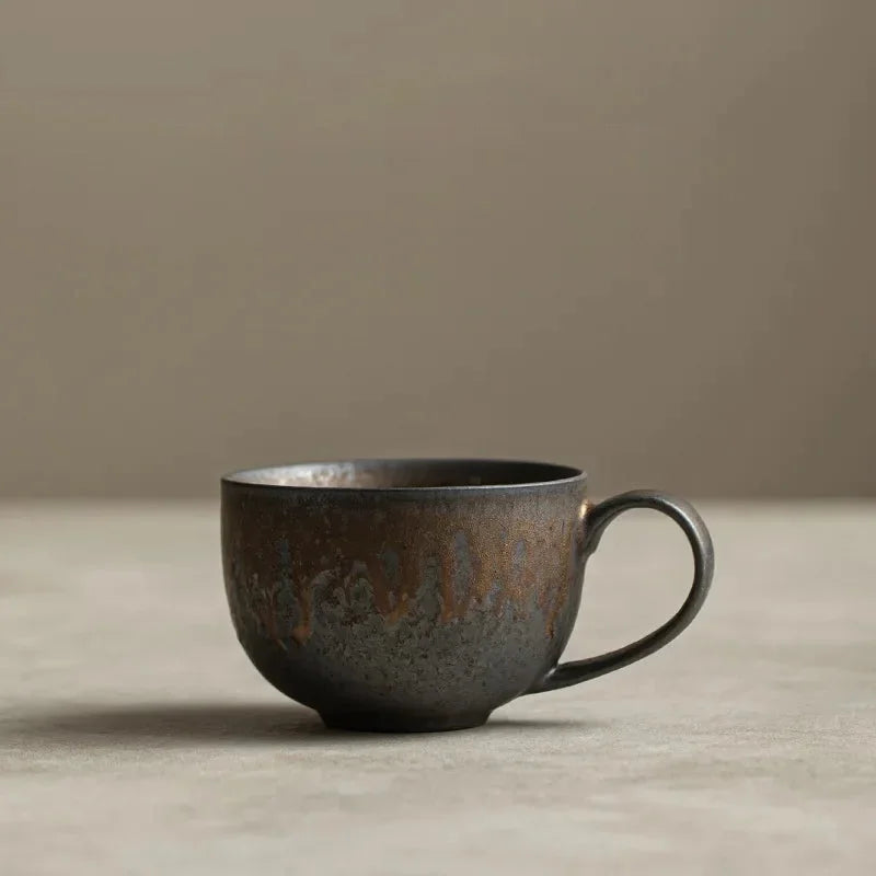 Ceramic coffee mug artisan handcrafted textured glaze durable drinkware