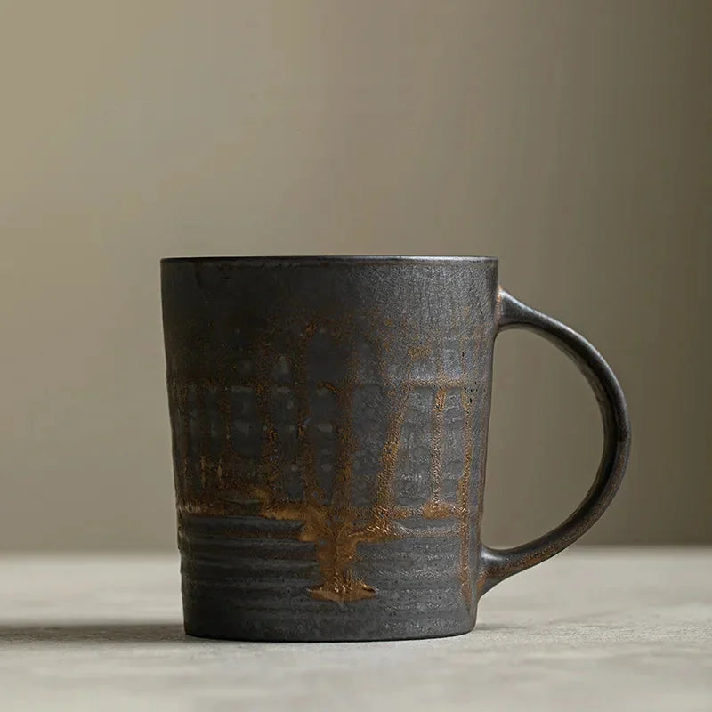 Ceramic coffee mug artisan handcrafted textured glaze durable drinkware