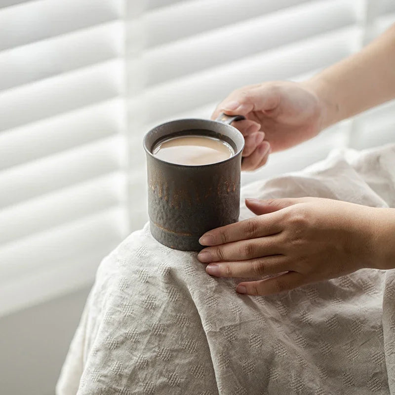 Ceramic coffee mug artisan handcrafted textured glaze durable drinkware