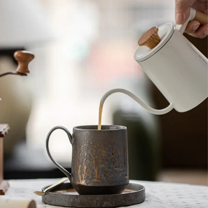 Ceramic coffee mug artisan handcrafted textured glaze durable drinkware