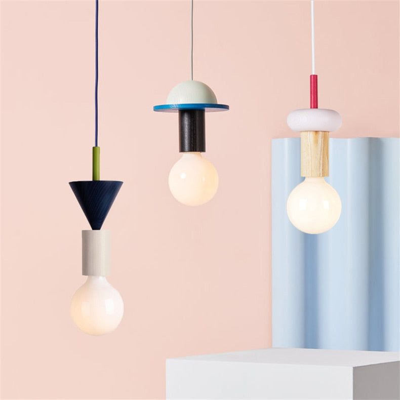 Jenga Colored Wood Blocks LED Pendant Light - Final Sale