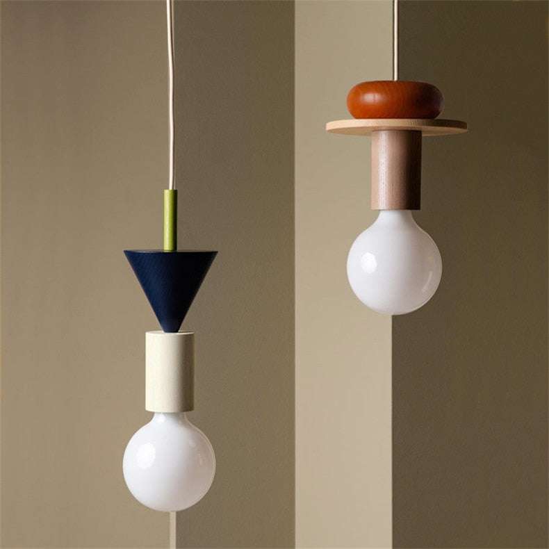 Jenga Colored Wood Blocks LED Pendant Light - Final Sale