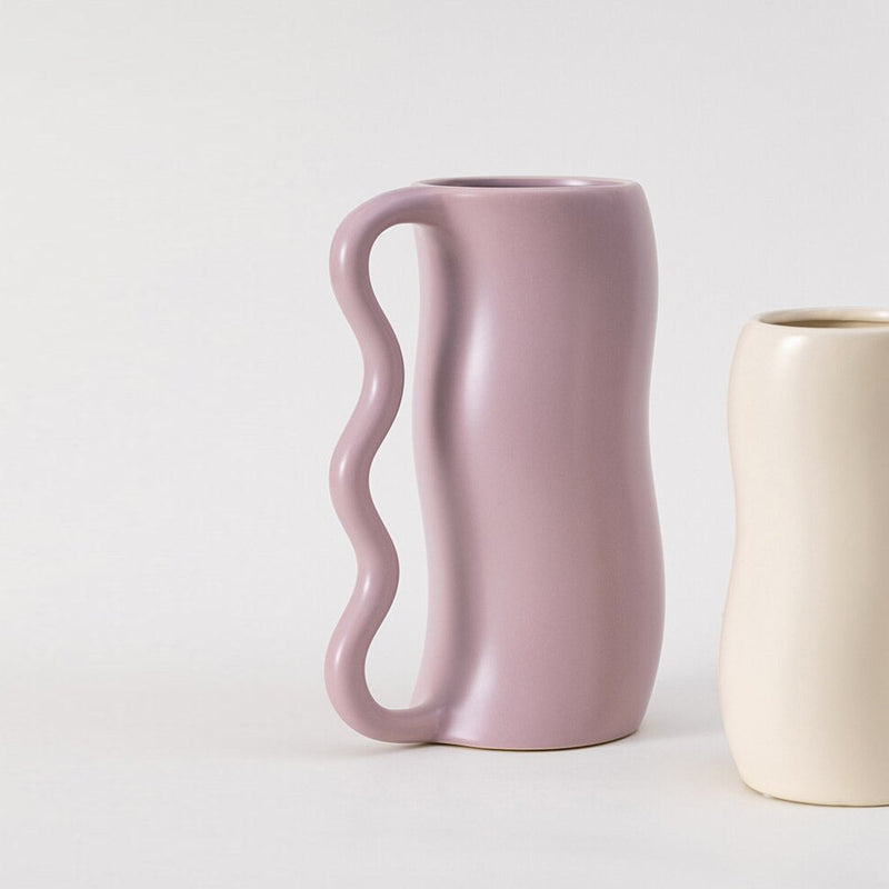 Lavender Cream Wavy Ceramic Vase