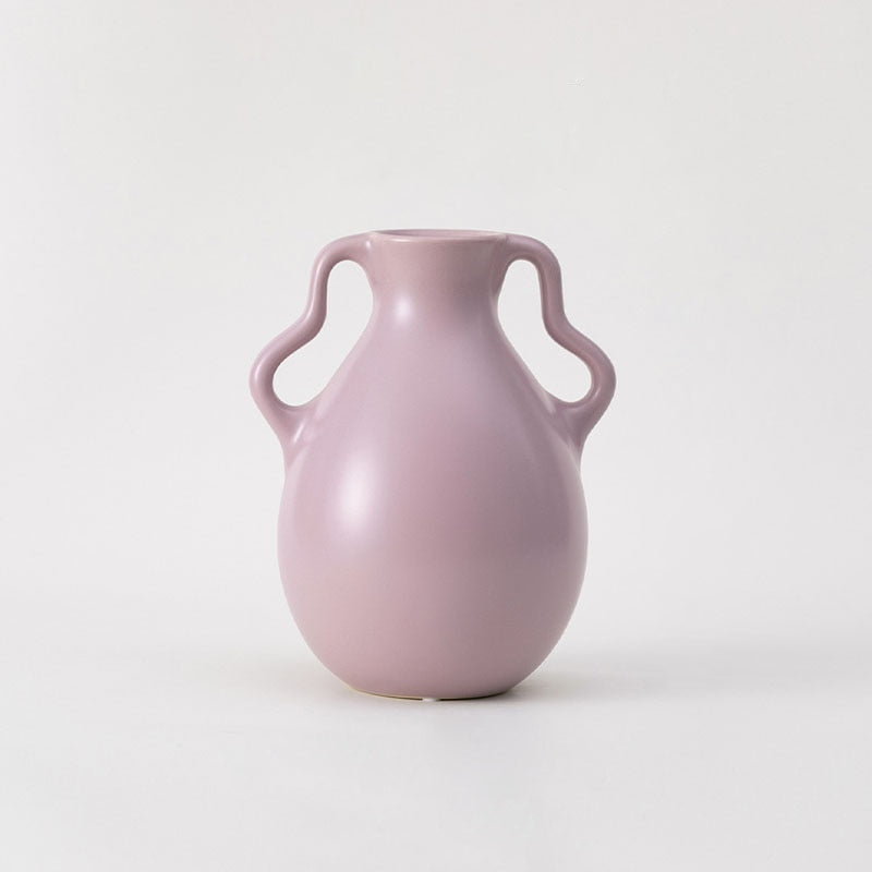 Lavender Cream Wavy Ceramic Vase