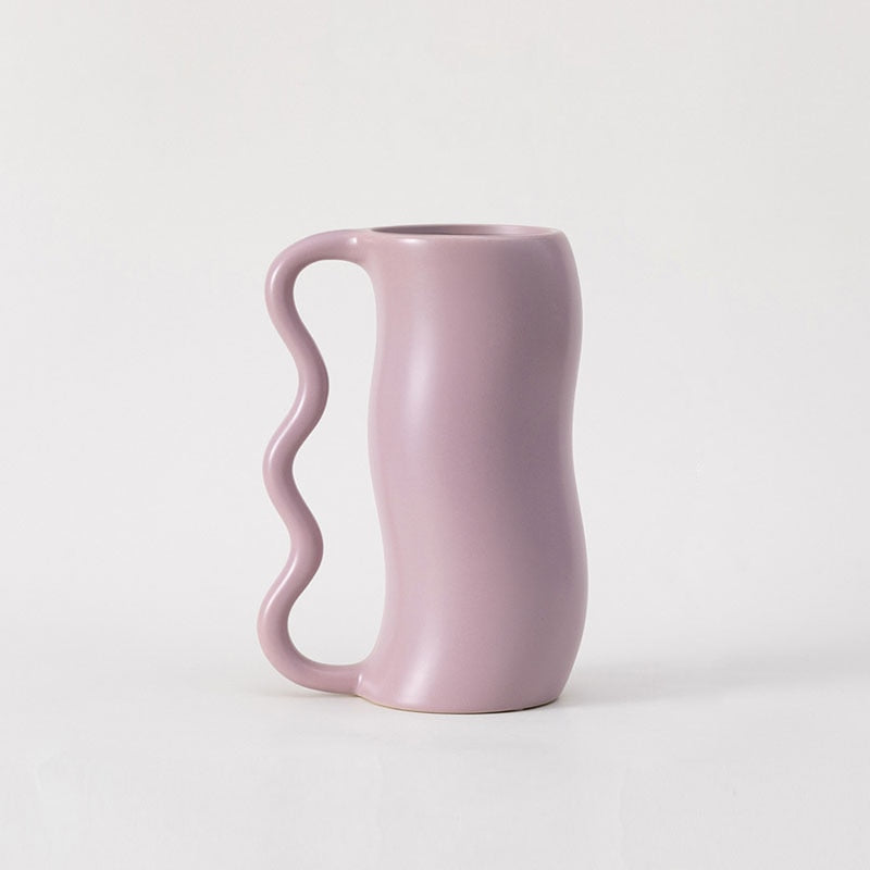 Lavender Cream Wavy Ceramic Vase