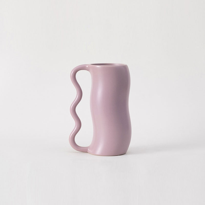 Lavender Cream Wavy Ceramic Vase