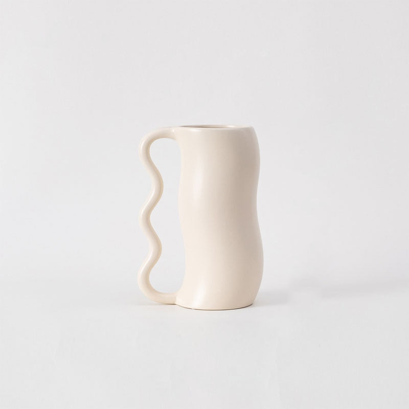 Lavender Cream Wavy Ceramic Vase