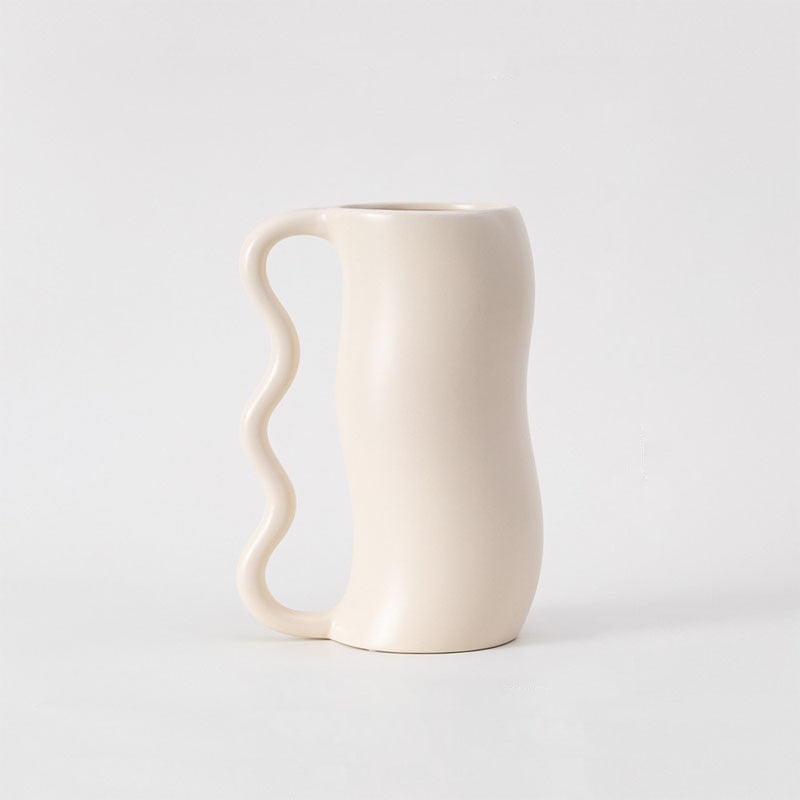 Lavender Cream Wavy Ceramic Vase