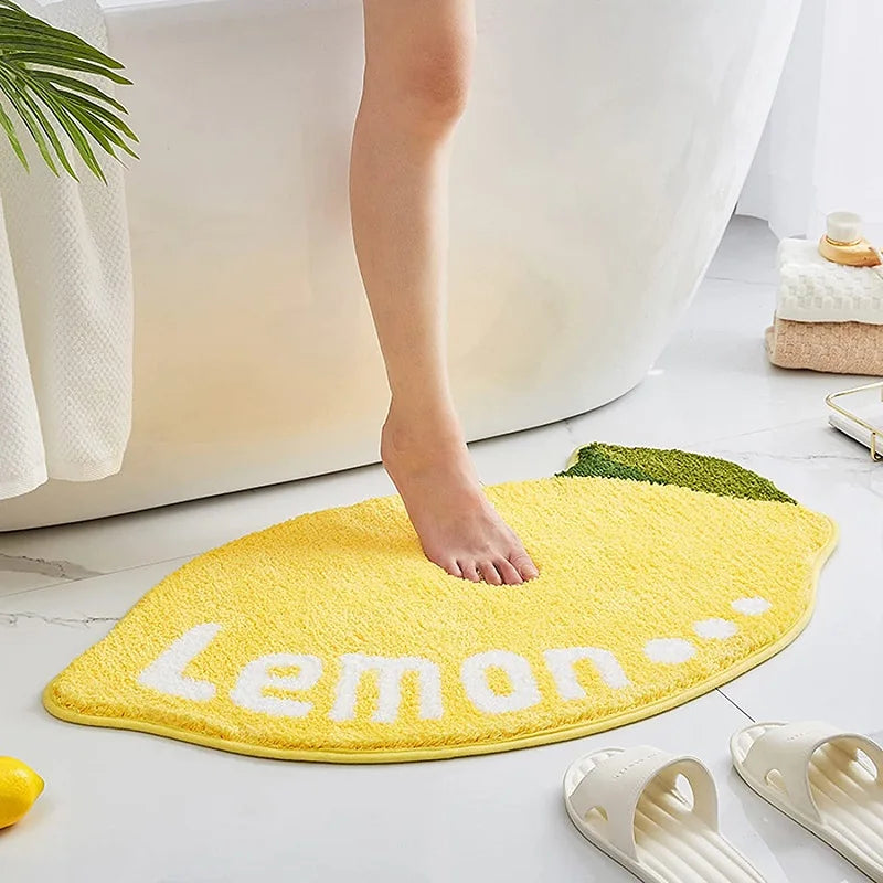 Fruit-shaped plush bath mat non-slip absorbent microfiber tufted rug