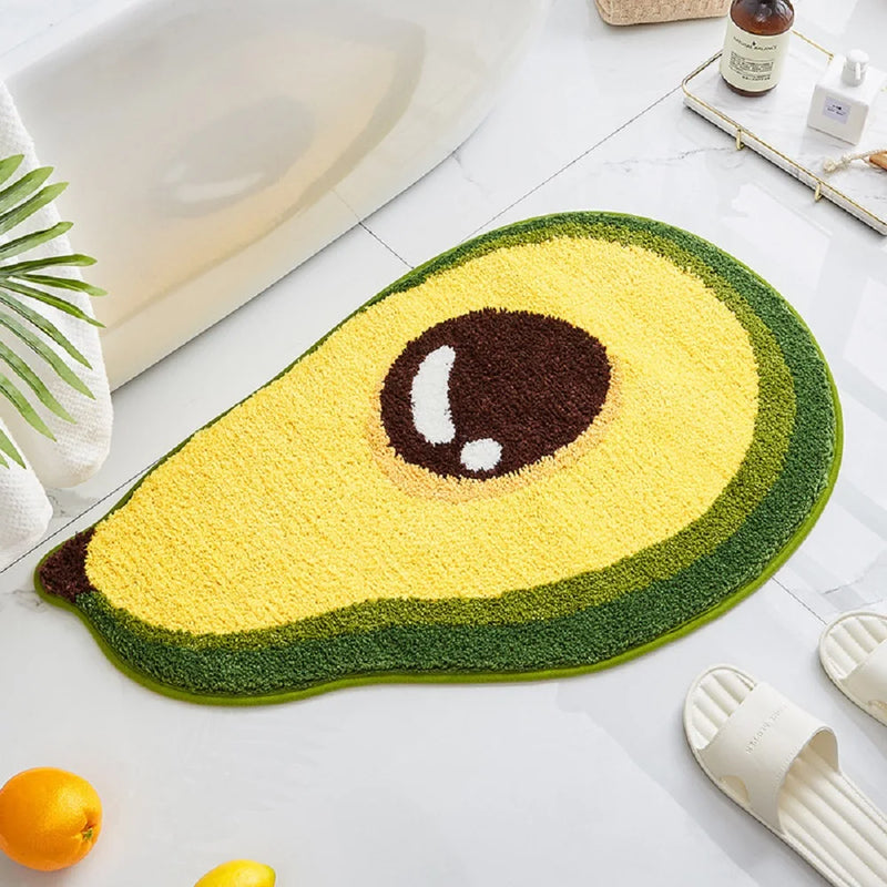 Fruit-shaped plush bath mat non-slip absorbent microfiber tufted rug