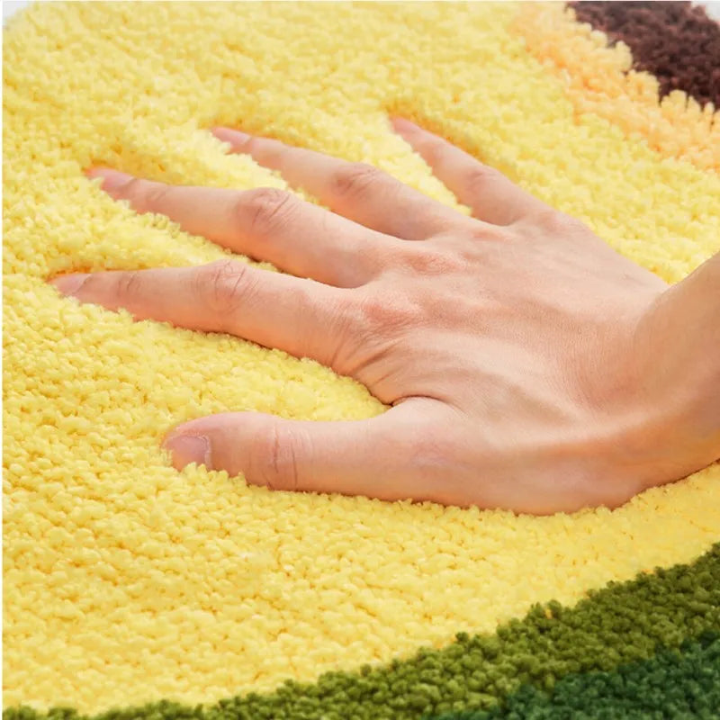 Fruit-shaped plush bath mat non-slip absorbent microfiber tufted rug