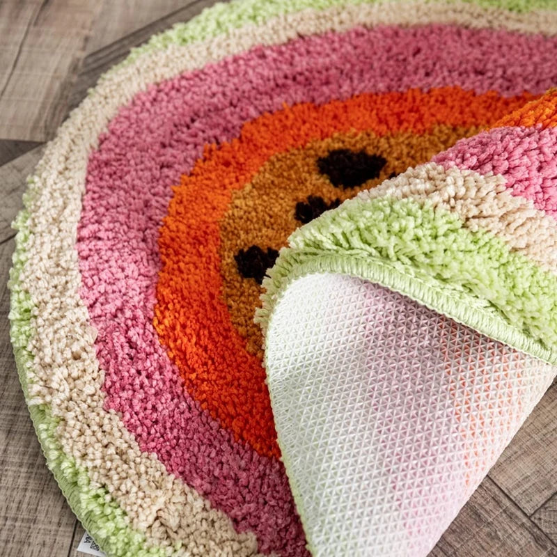 Fruit-shaped plush bath mat non-slip absorbent microfiber tufted rug