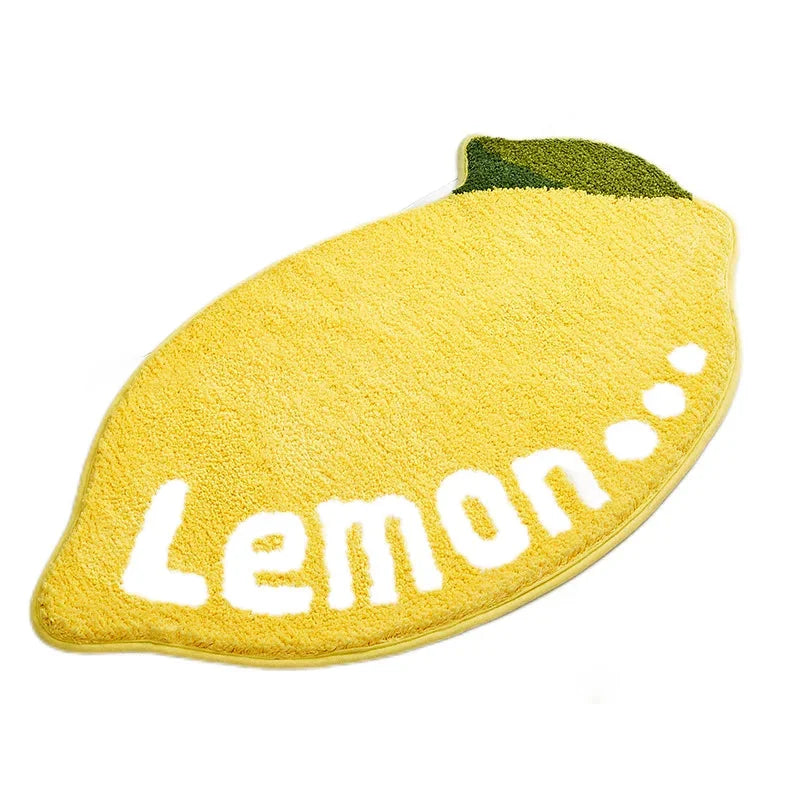 Fruit-shaped plush bath mat non-slip absorbent microfiber tufted rug