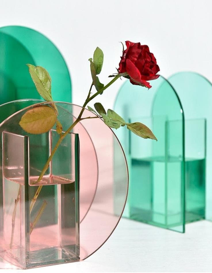 Green and pink Acrylic vase