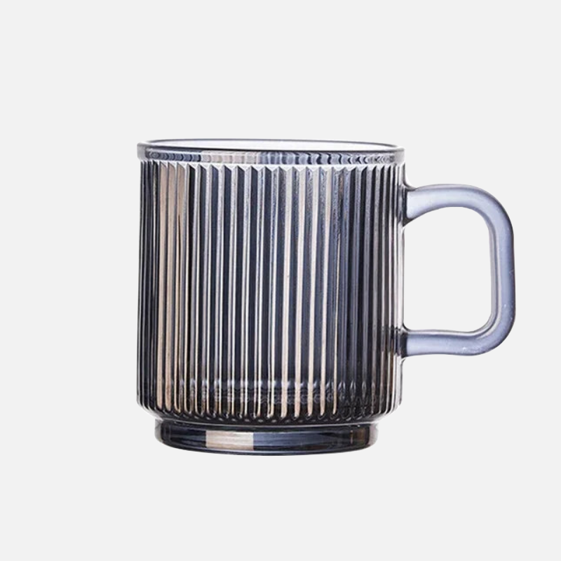 Vertical Stripes Glass Cup ridged texture glass mug for hot and cold drinks