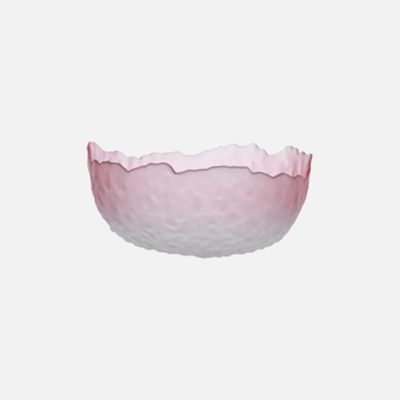 Frosted gradient dessert bowl textured glass bowl with petal edges for dessert