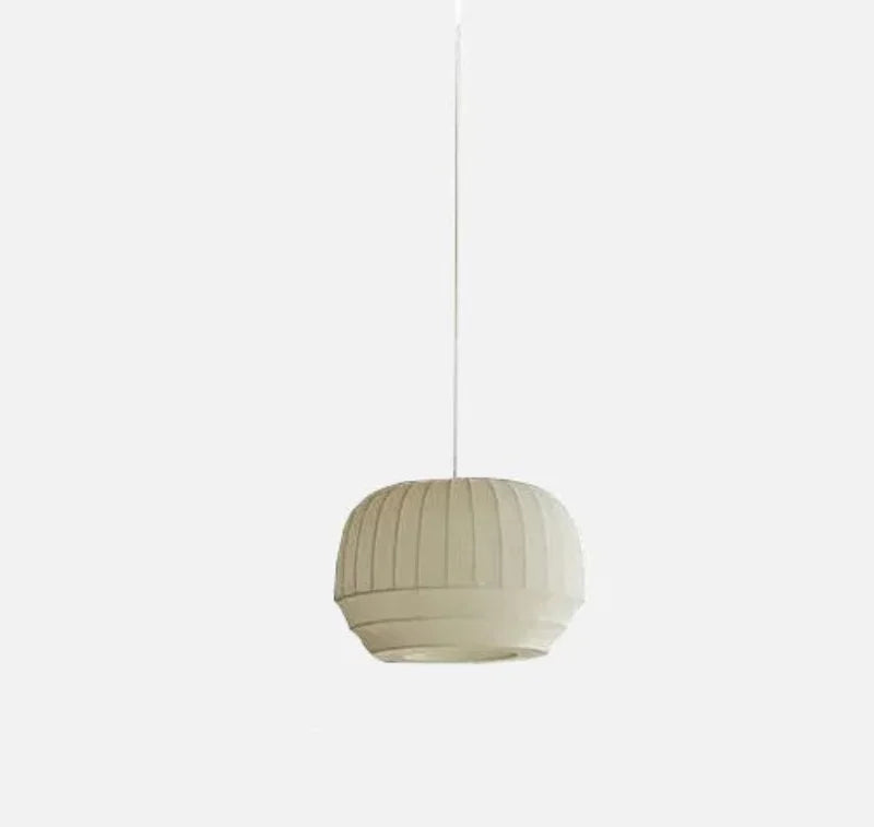 White Fabric Pendant Light Ribbed Texture Chandelier for Dining Room Living Room Café