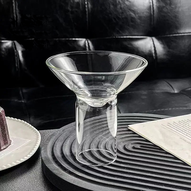 Borosilicate glass elevated cocktail martini glass cup with wide base